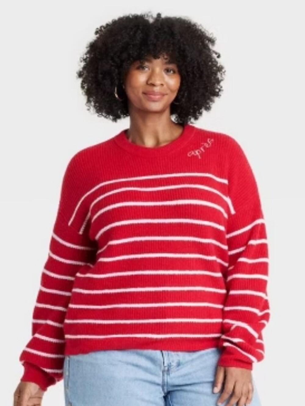 Women's Holiday Crewneck Pullover Sweater Red Size XL A New Day